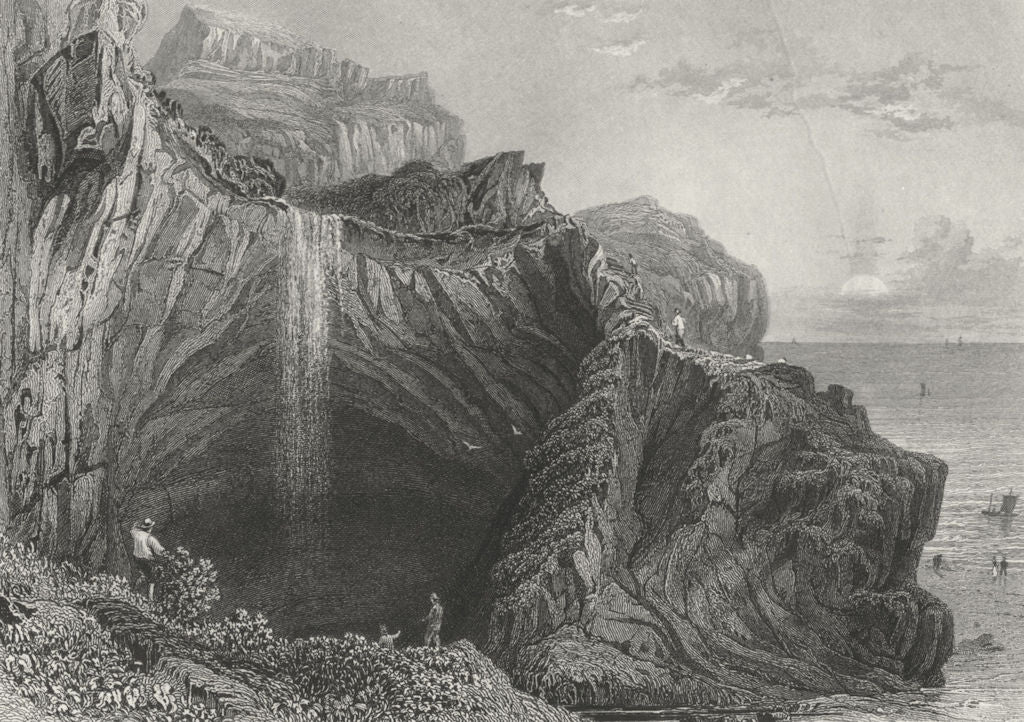 IOW. Blackgang Chine-Bartlett c1840 old antique vintage print picture